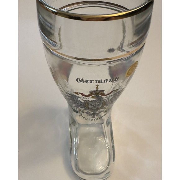 Deutschland German Qualitat WS Hand Made Glass Drinking Boot Gold Rimmed 8” - Picture 4 of 14